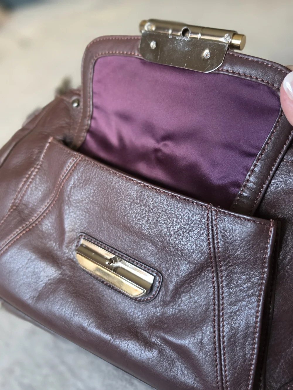 B. Makowsky dark brown leather shoulder bag